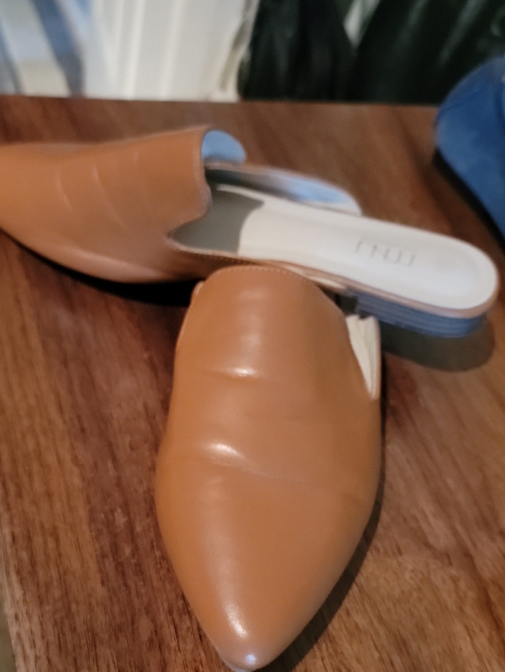 MNJ MUSSHOE Slip-On Pointed Toe Mule in Tan